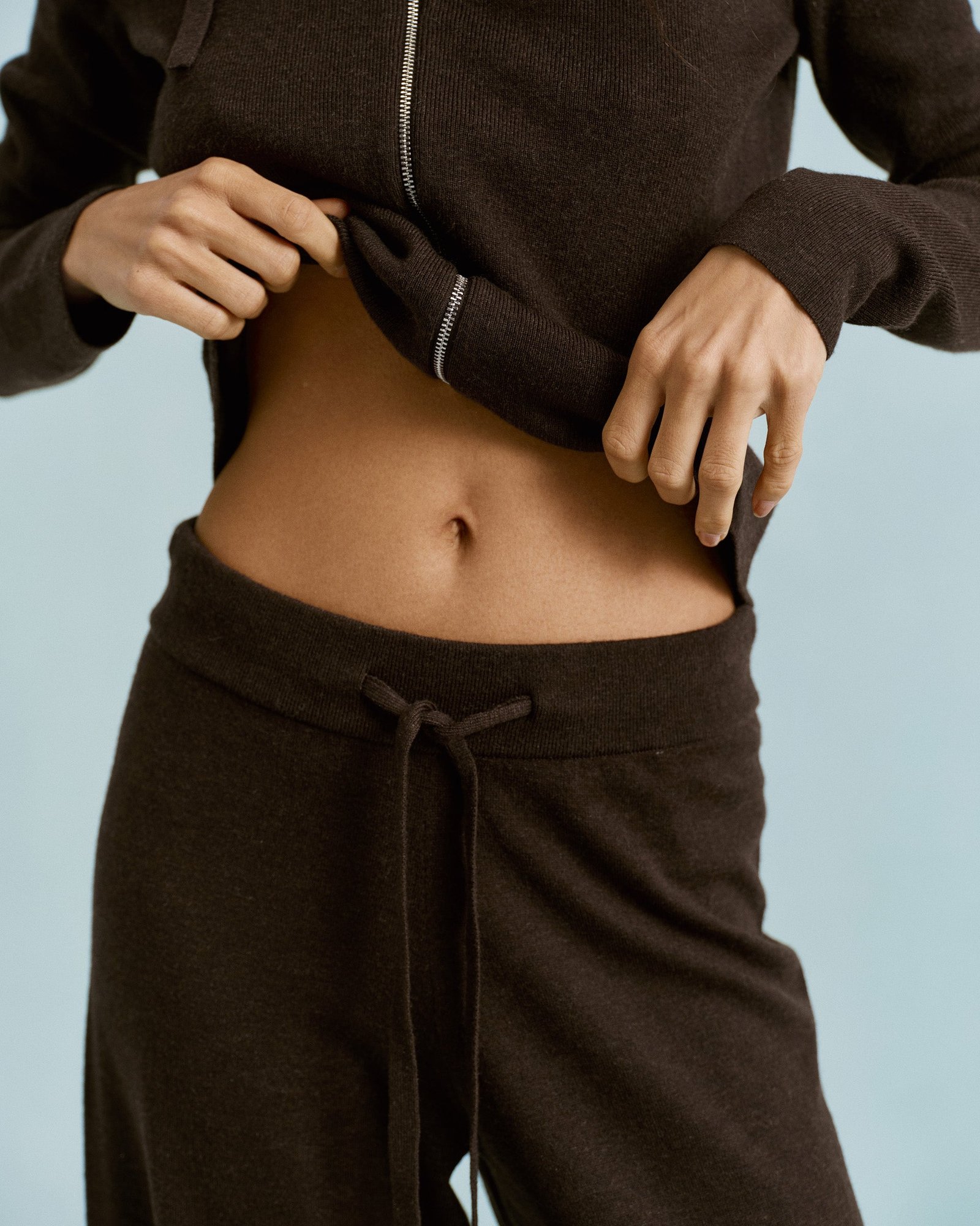 Knit Straight Leg Trousers - Coffee Bean - Image 3