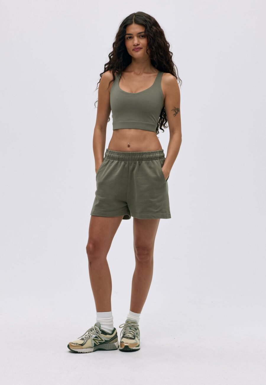 Branded Sweat Shorts - Olive Green