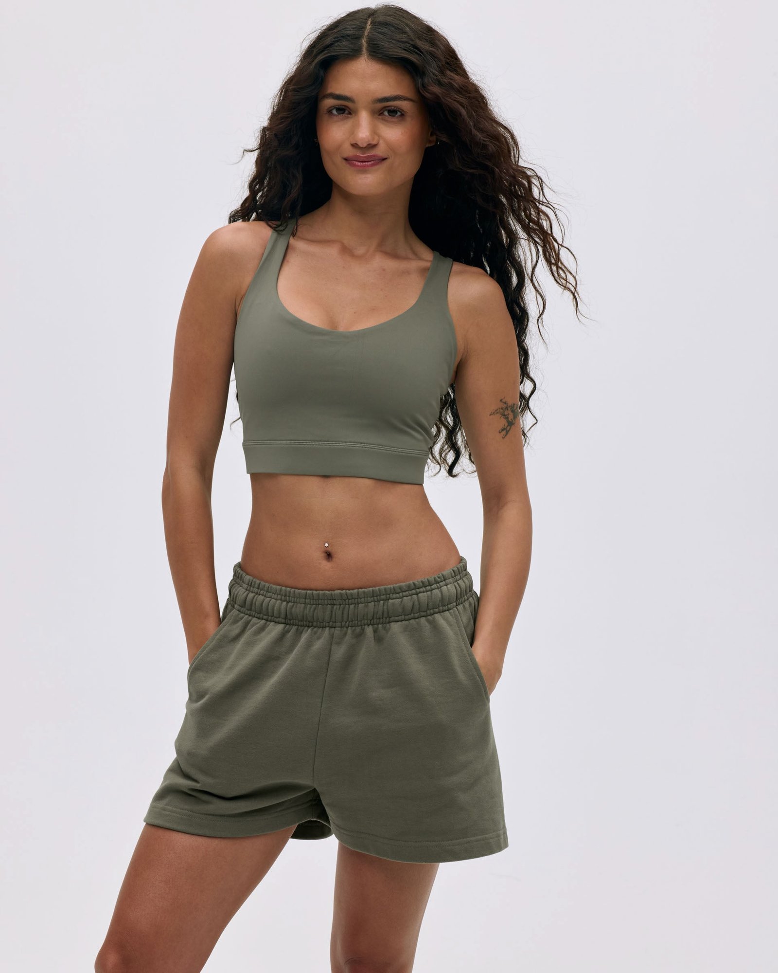 Branded Sweat Shorts - Olive Green - Image 5
