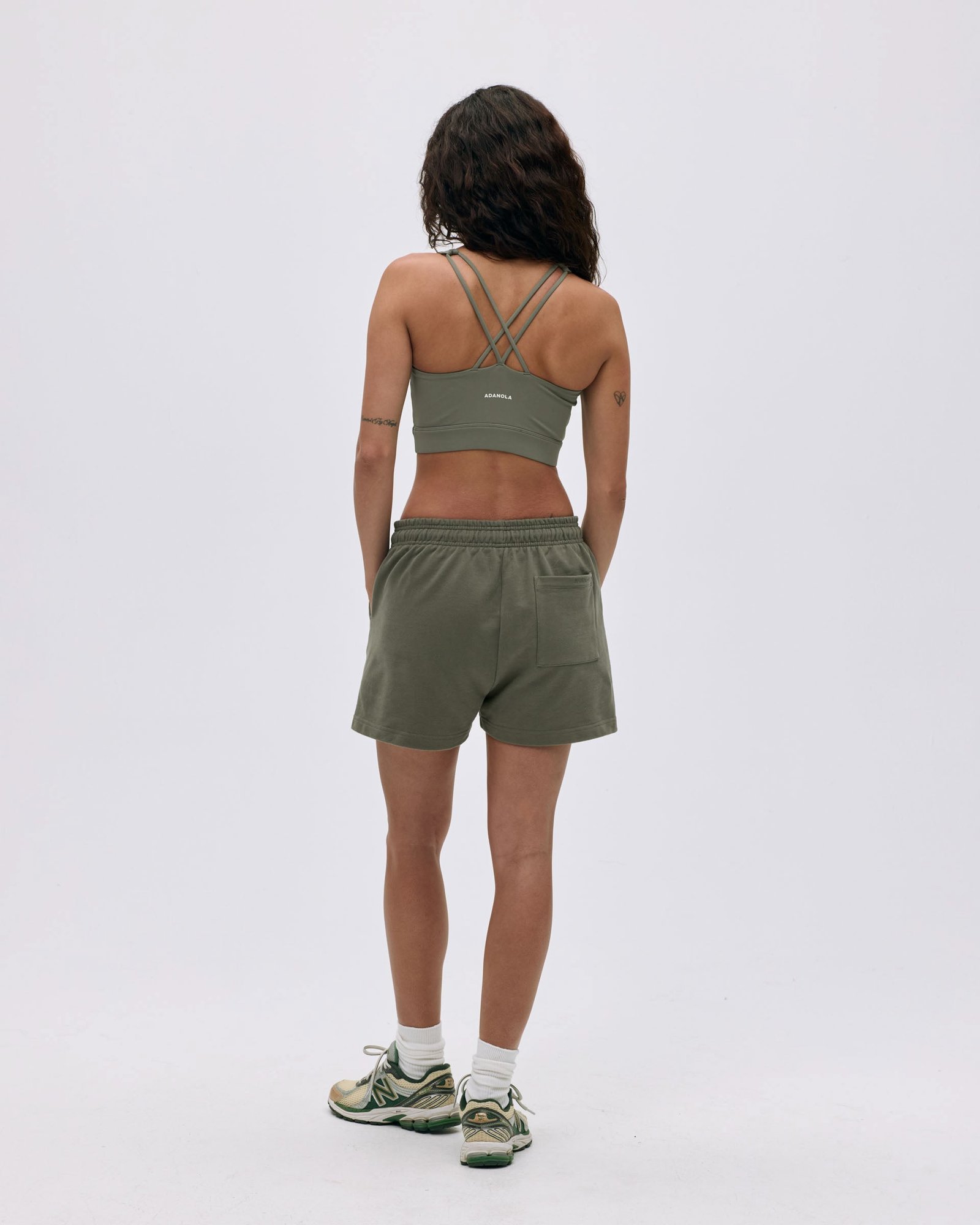 Branded Sweat Shorts - Olive Green - Image 2