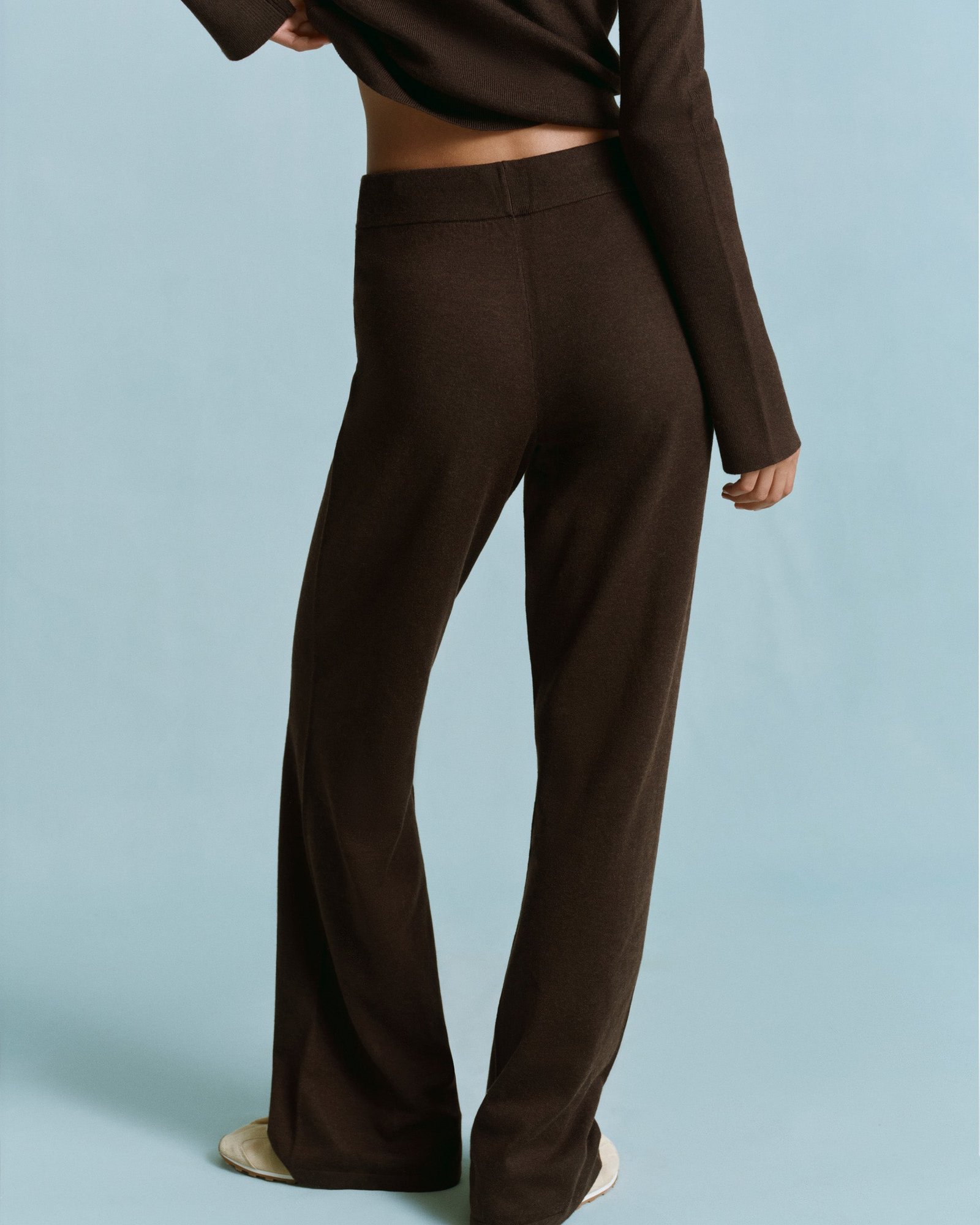 Knit Straight Leg Trousers - Coffee Bean - Image 2