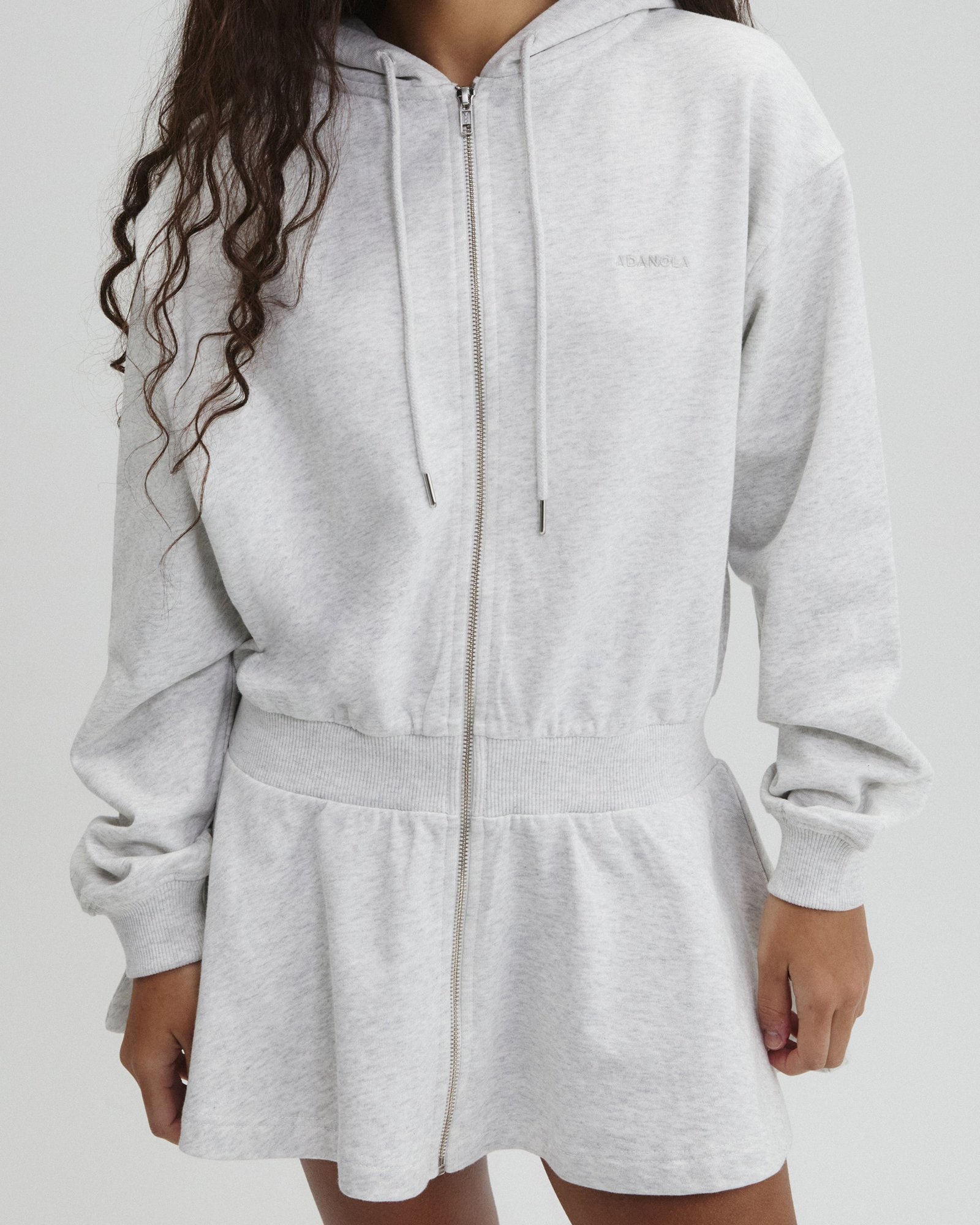 Jersey Hooded Dress - Light Grey Melange - Image 4