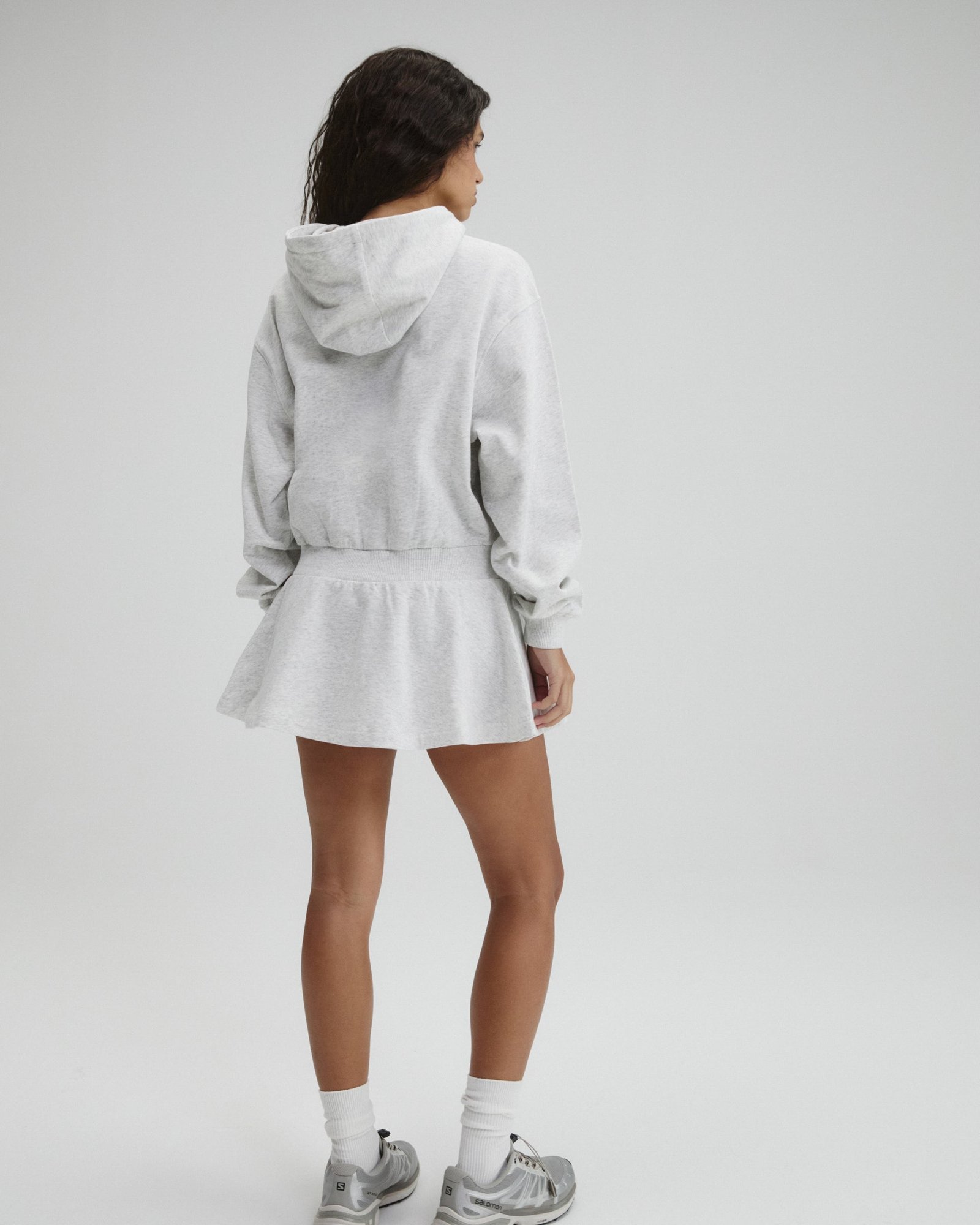 Jersey Hooded Dress - Light Grey Melange - Image 2