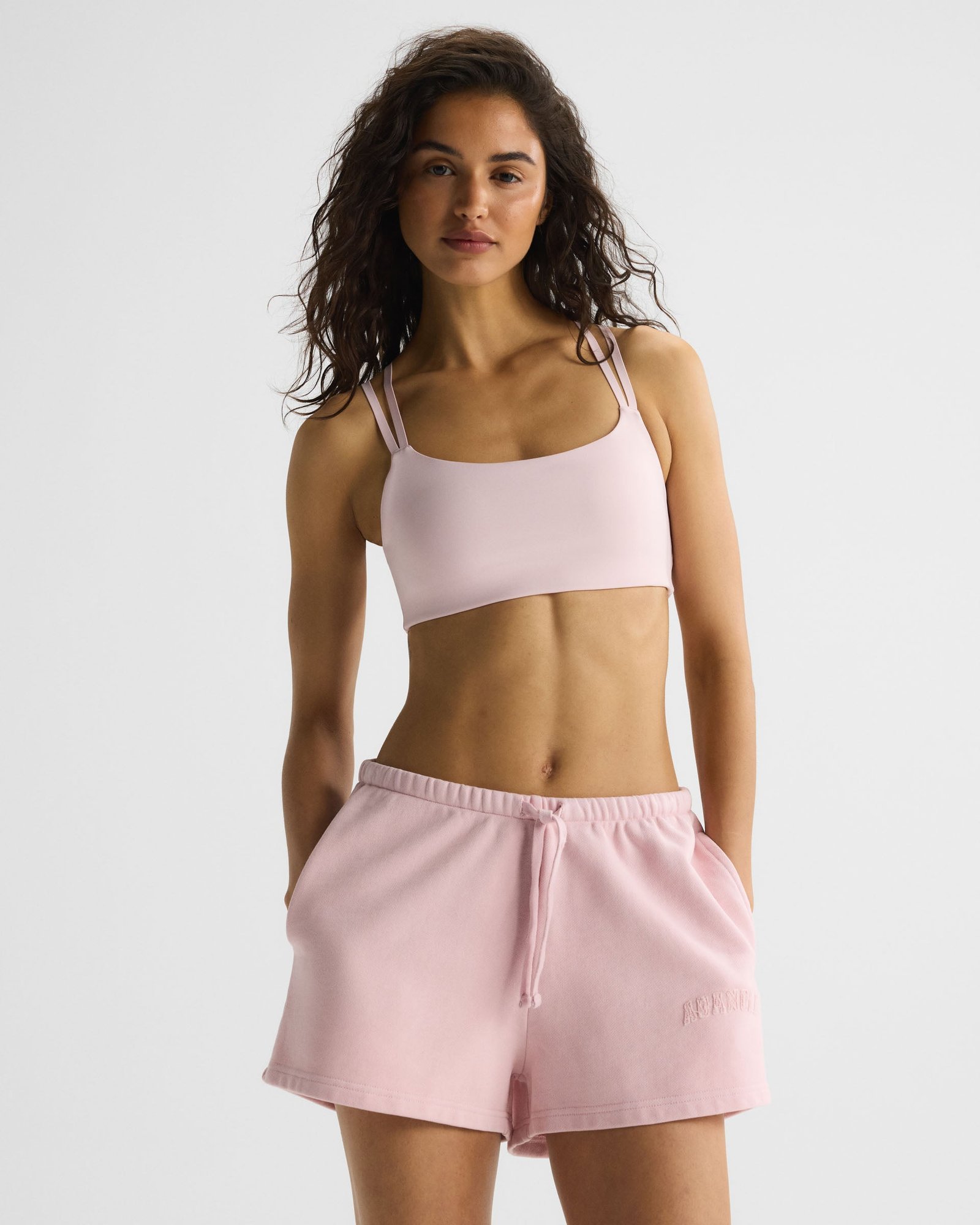 Varsity Applique Washed Sweat Shorts - Soft Pink - Image 6