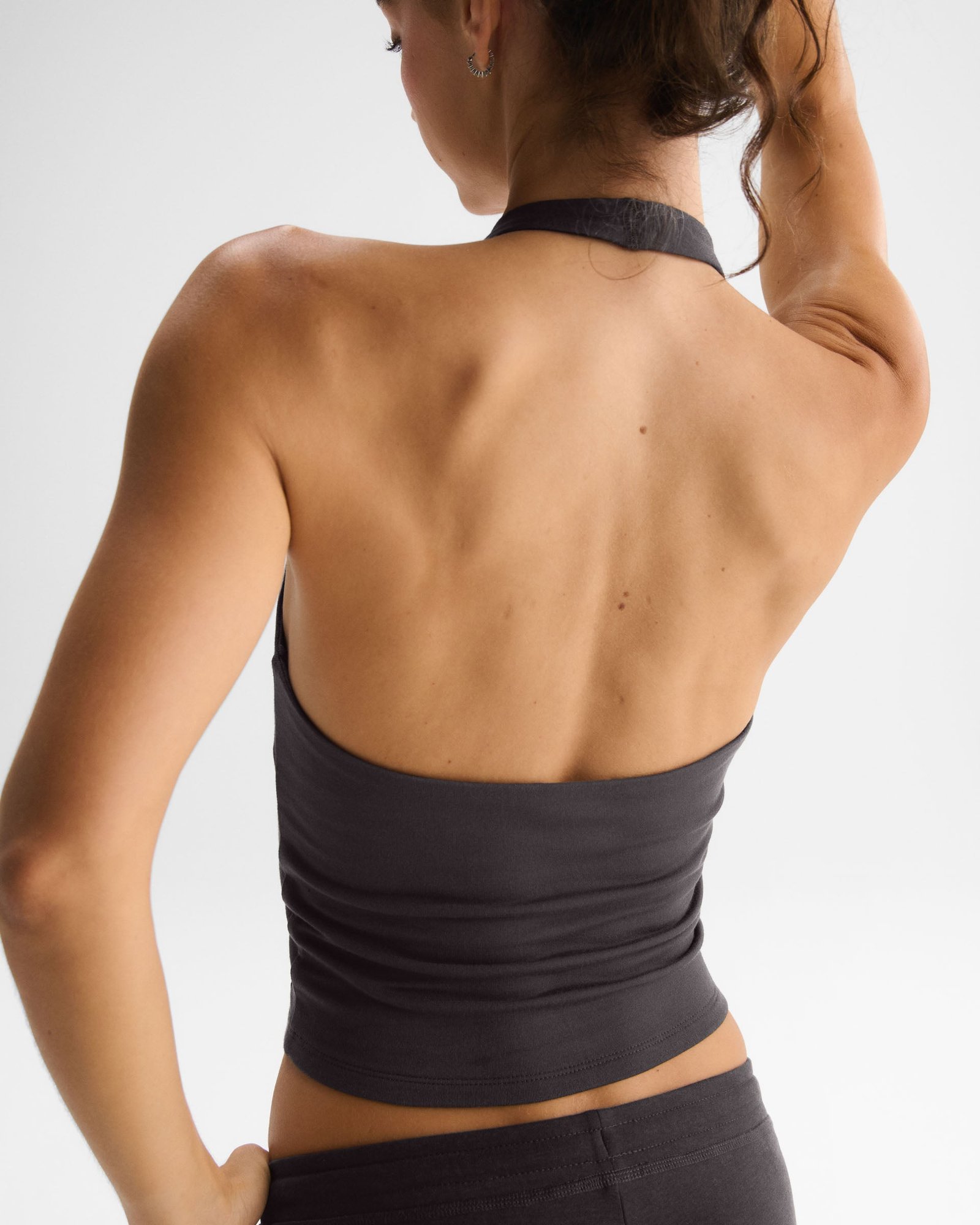 Modal Soft Halter Neck Tank Top - Coffee Bean - Image 2