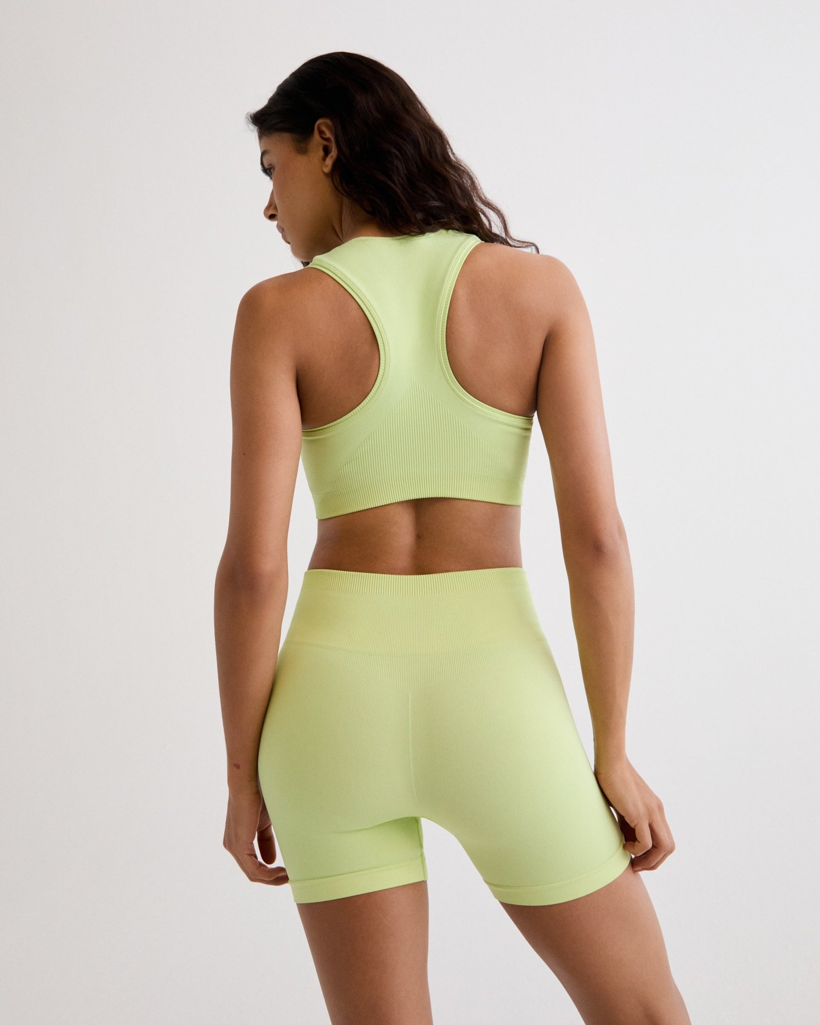 Classic Seamless Racer Back Bra - Washed Lime Green - Image 3
