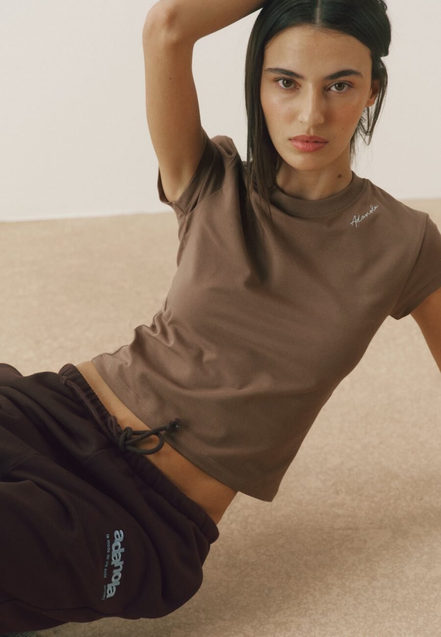 Signature Stitch Baby Tee - Dusty Brown