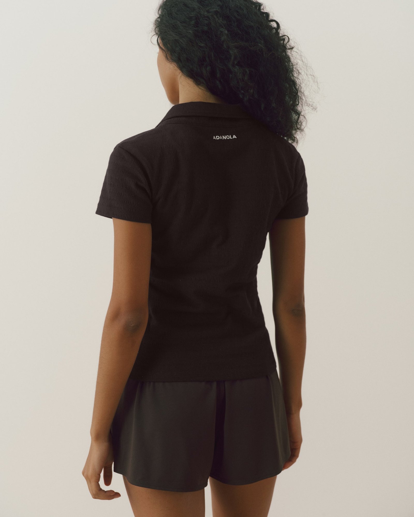Collared Short Sleeve Top - Coffee Bean - Image 2
