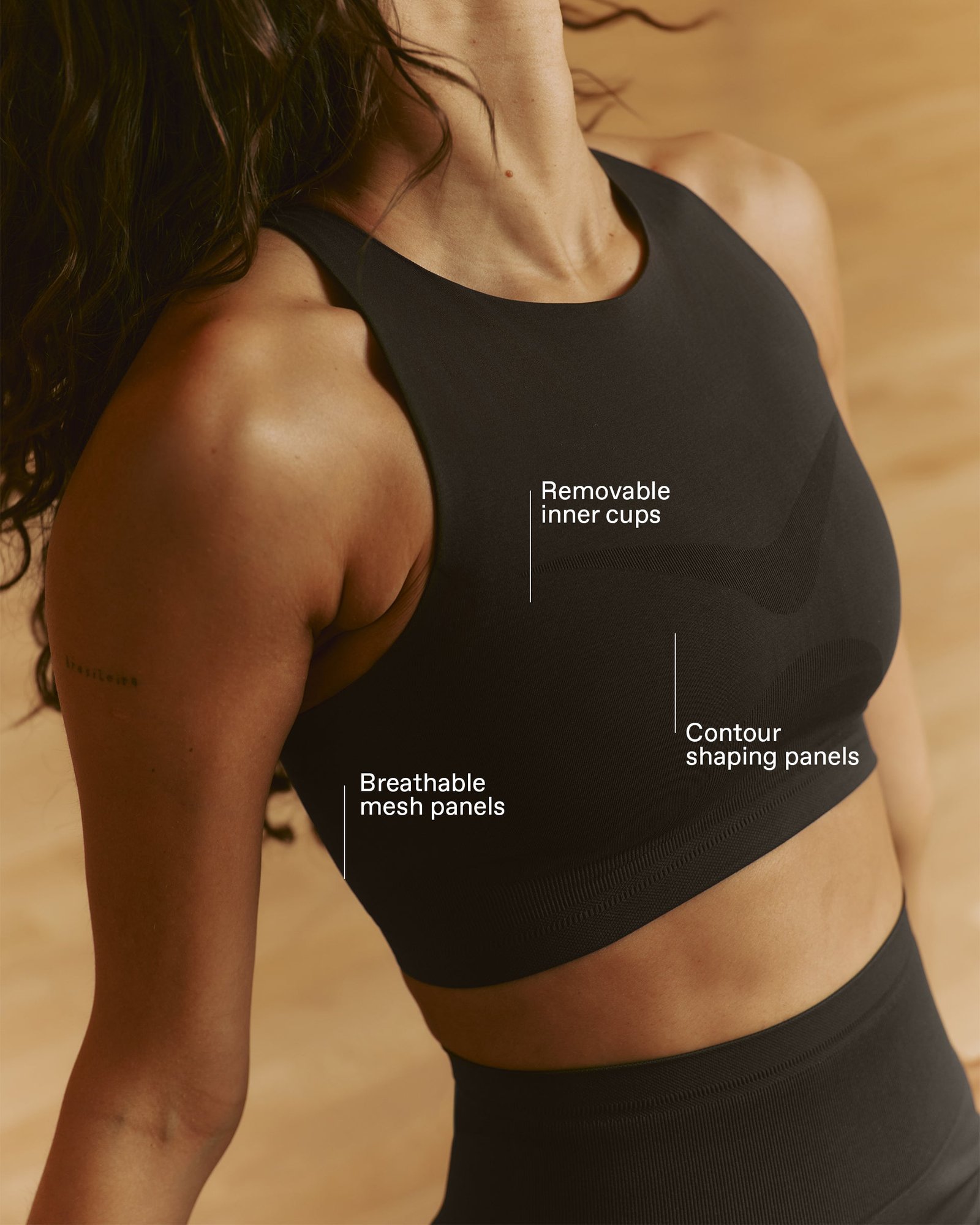 Seamless Racer Tank Bra - Coffee Bean - Image 2