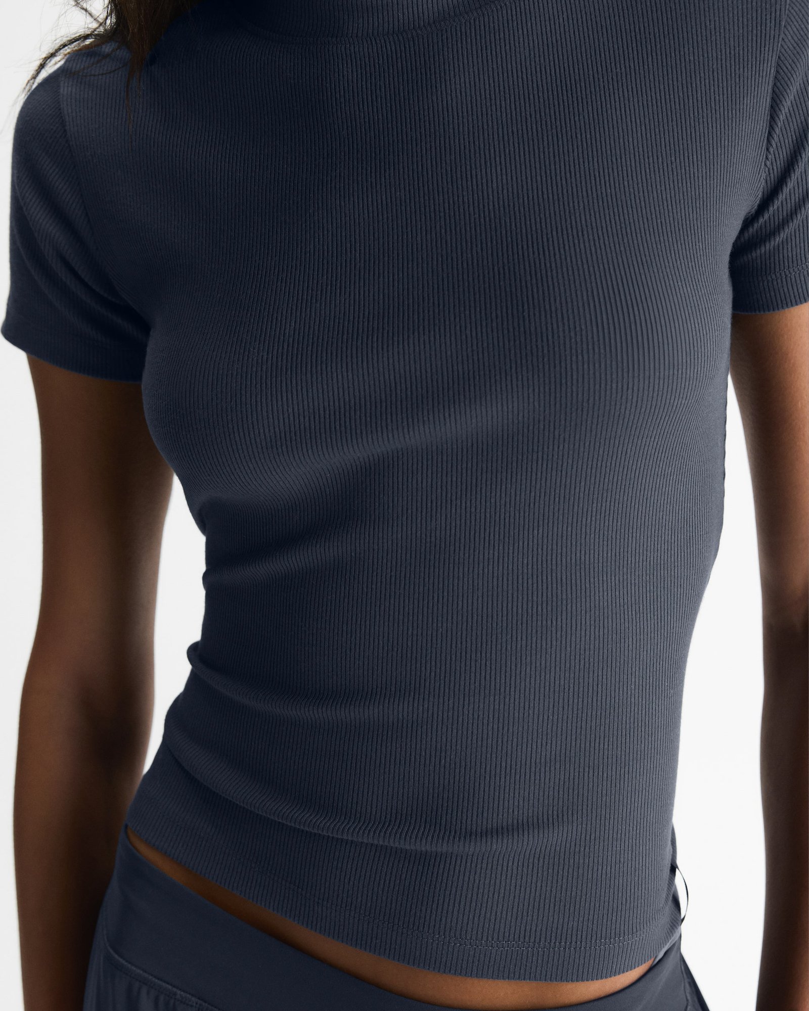 Modal Soft Rib Short Sleeve Top - Midnight Blue - Image 5