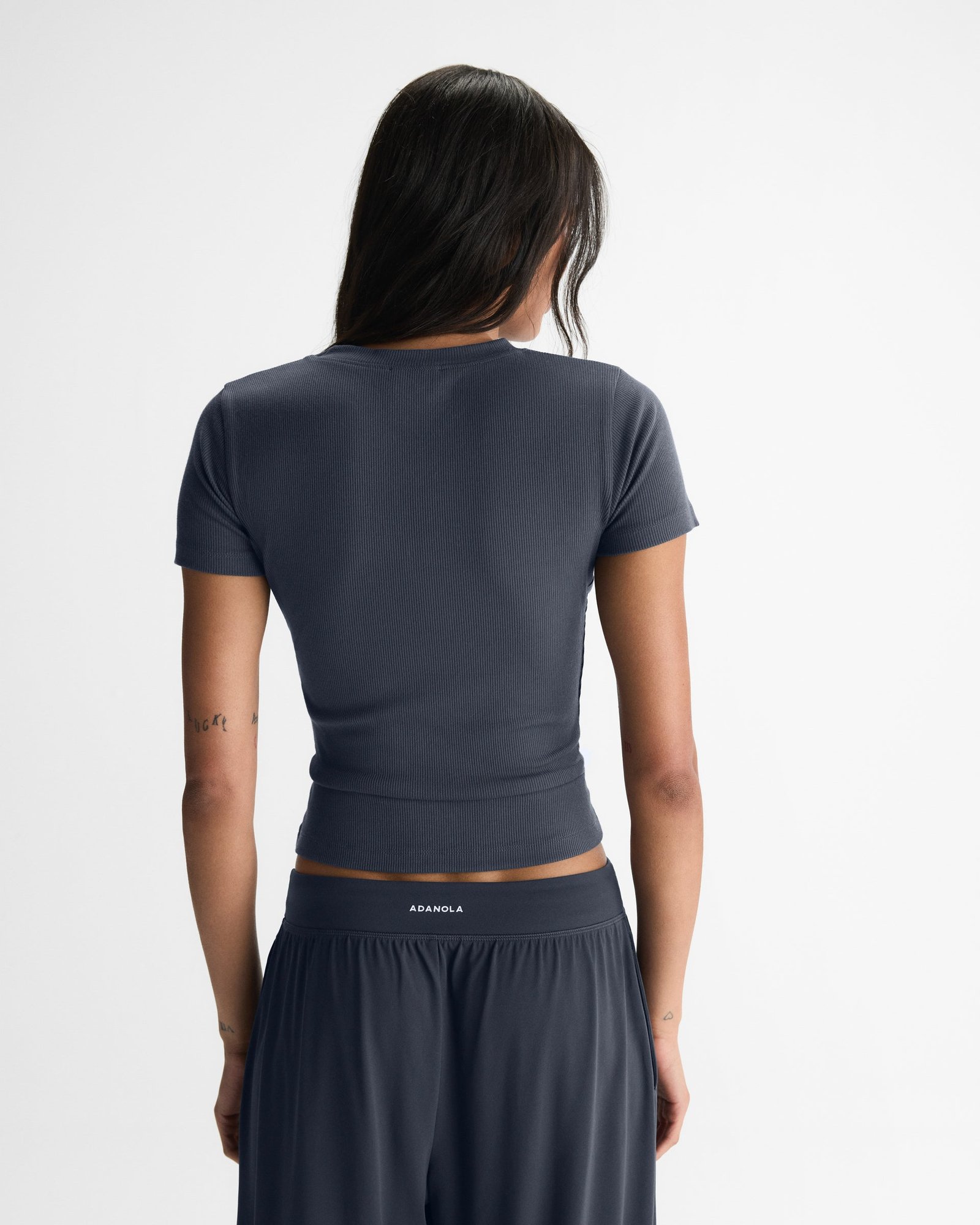Modal Soft Rib Short Sleeve Top - Midnight Blue - Image 3