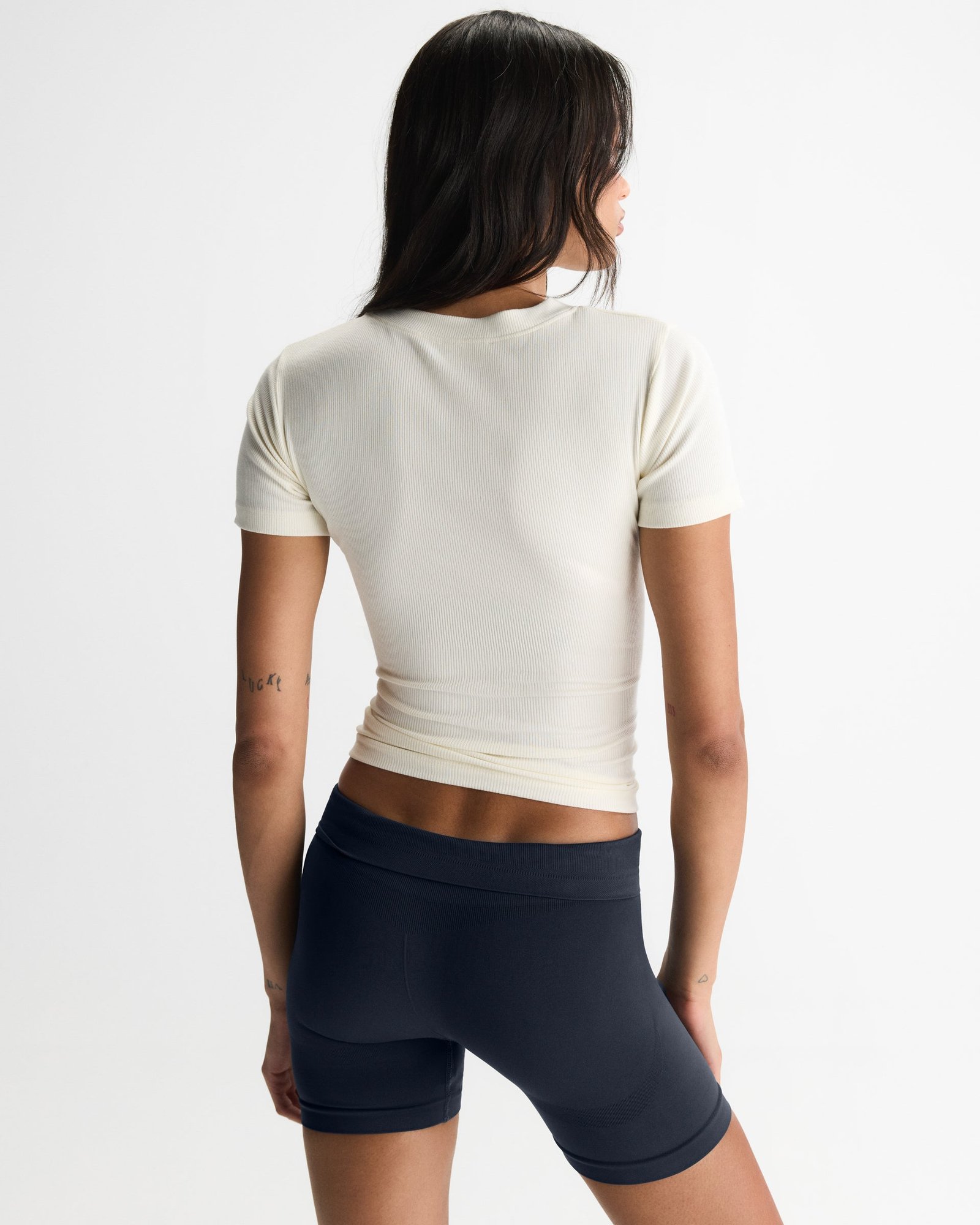 Modal Soft Rib Short Sleeve Top - Marshmallow White - Image 2