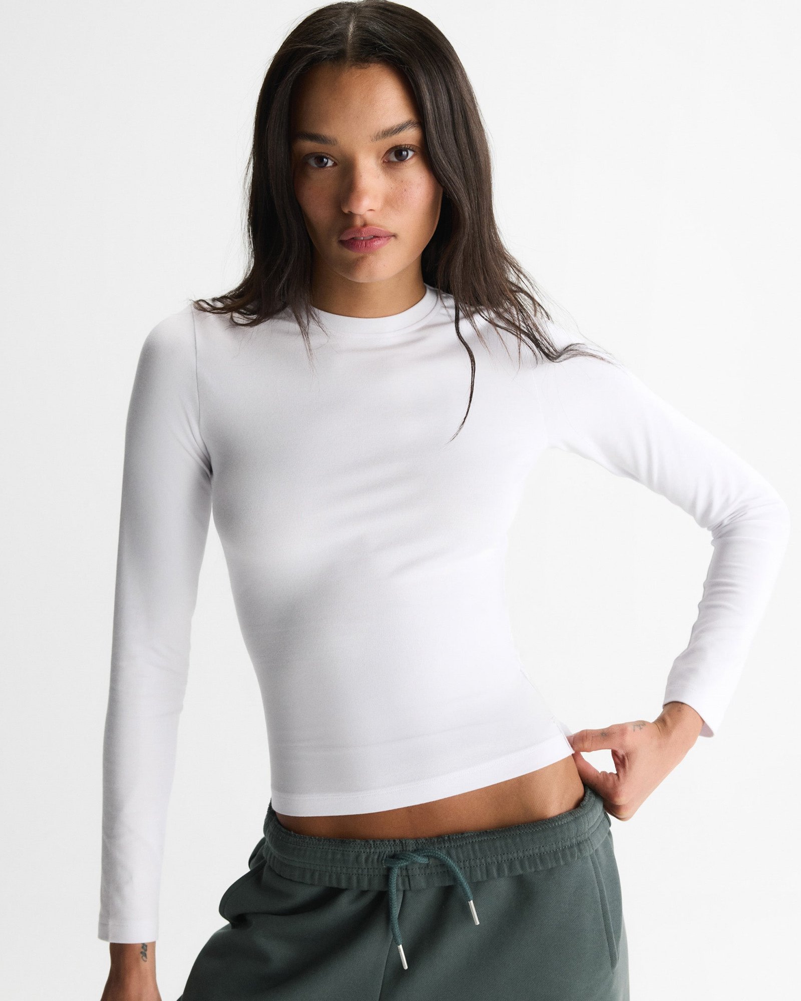 Modal Soft Long Sleeve Top - White - Image 4