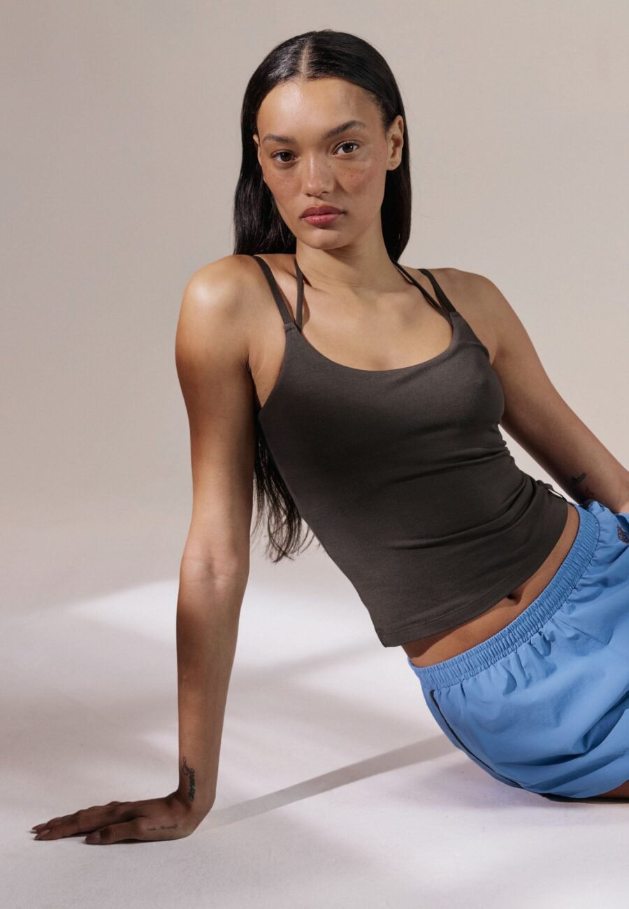 Modal Soft Skinny Strap Cami Top - Coffee Bean